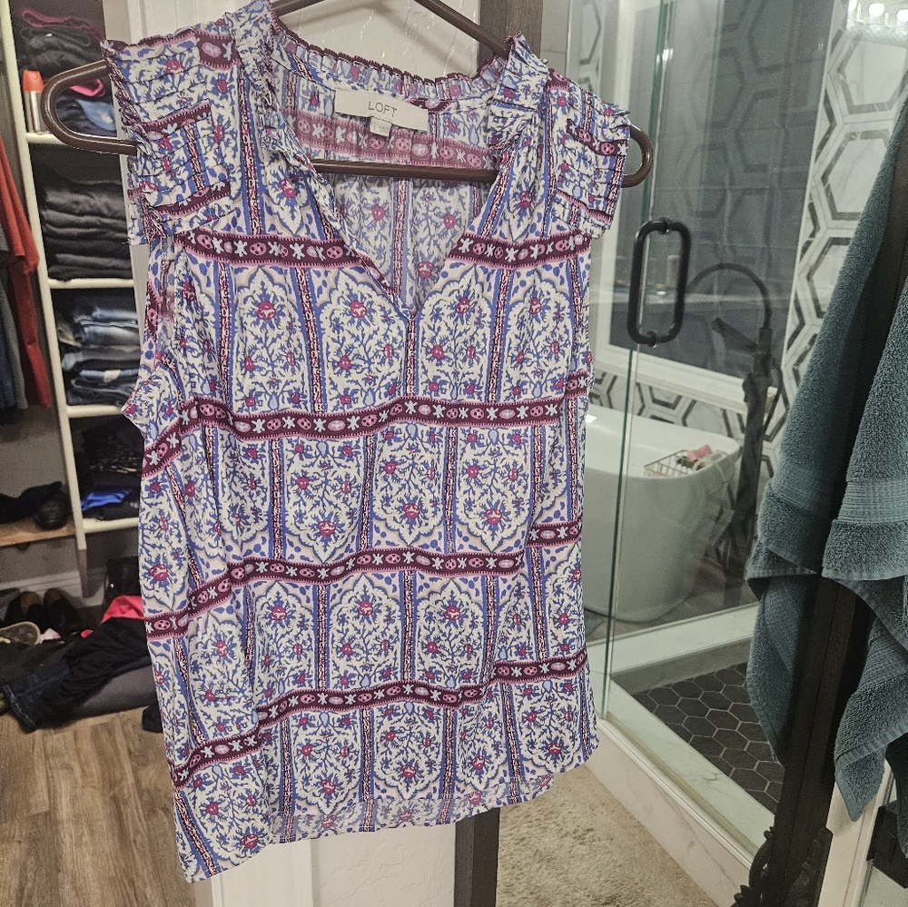 LOFT Multicolor Patterned Blouse